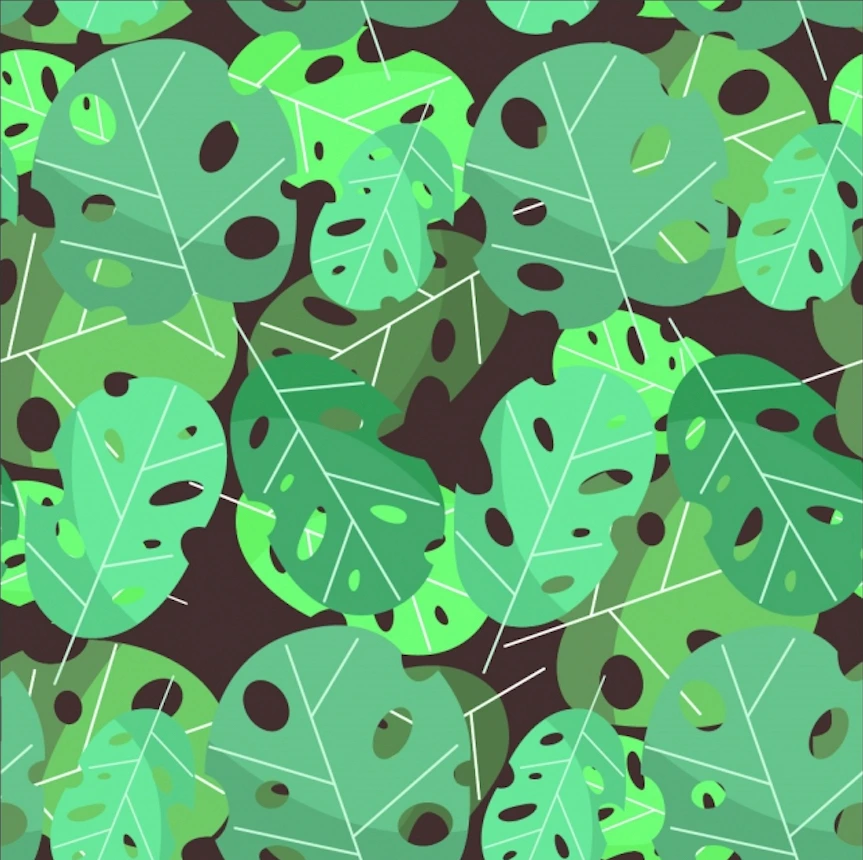 printtapijt-2026-Dessin-092 – Monstera Scatter