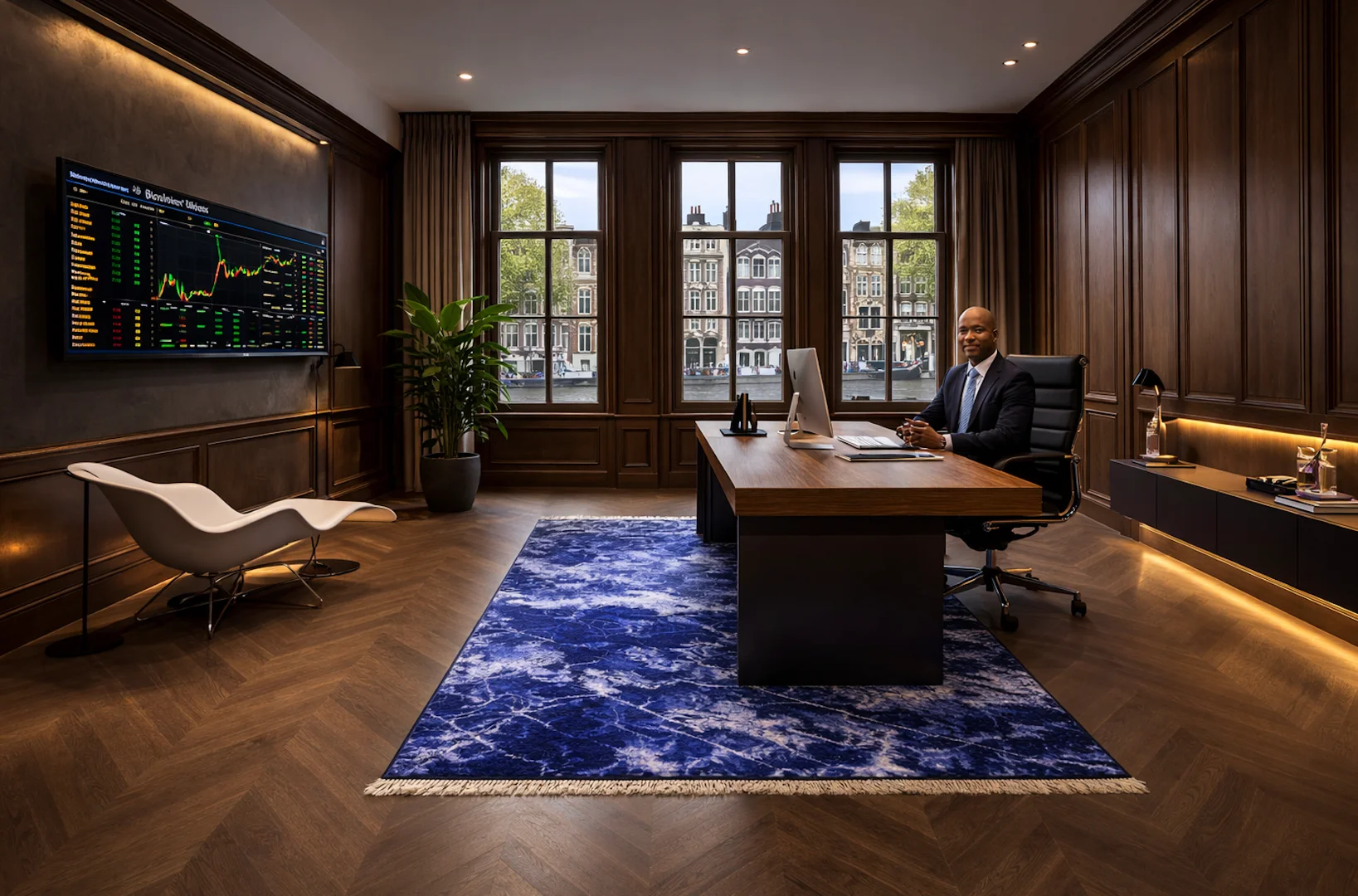 Maatwerk vloerkleed met zijdeglans voor grachtenpand in Amsterdam